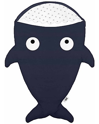 Baby Bites Sacco Passeggino Squalo Imbottito - Blu Navy - Cotone Bio Sacchi Nanna Pesanti