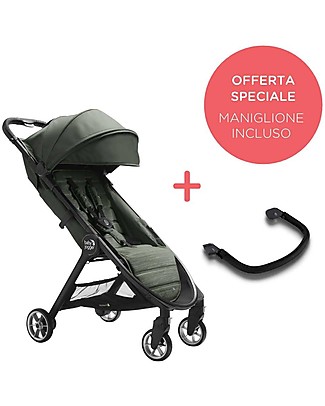 Baby Jogger Passeggino City Tour2 - Everett Green - Con Maniglione di Sicurezza - Leggero, per Spostarsi con Facilità! Passeggini Leggeri