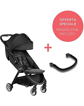 Baby Jogger Passeggino City Tour2 - Pitch Black - Con Maniglione di Sicurezza - Leggero, per Spostarsi con Facilità! Passeggini Leggeri