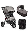 Baby Jogger Travel System Trio City Elite Deluxe, Grigio - City Elite + Carrozzina Deluxe + Maniglione + City GO + Adattatori Passeggini Trio e Duo