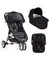 Baby Jogger Travel System Trio City Mini 3 Deluxe, Nero - City Mini 3 + Carrozzina Deluxe + Maniglione + City GO + Adattatori Passeggini Trio e Duo