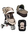 Baby Jogger Travel System Trio City Mini 3 Deluxe, Sabbia - City Mini 3 + Carrozzina Deluxe + Maniglione + City GO + Adattatori Passeggini Trio e Duo