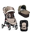 Baby Jogger Travel System Trio City Mini 4 Deluxe, Sabbia - City Mini 4 + Carrozzina Deluxe + Maniglione + City GO + Adattatori Passeggini Trio e Duo
