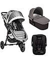 Baby Jogger Travel System Trio City Mini GT Deluxe, Grigio - City Mini GT + Carrozzina Deluxe + maniglione + City GO + Adattatori Passeggini Trio e Duo