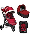 Baby Jogger Travel System Trio City Mini GT Deluxe, Rosso - City Mini GT + Carrozzina Deluxe + maniglione + City GO + Adattatori Passeggini Trio e Duo