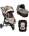 Baby Jogger Travel System Trio City Mini GT Deluxe, Sabbia - City Mini GT + Carrozzina Deluxe + maniglione + City GO + Adattatori Passeggini Trio e Duo