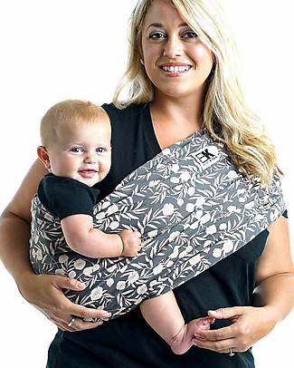 Baby K'tan Fascia Portabebè Ergonomica 5 in 1 Facilissima, Floral Garden Grey - 100% cotone - Si indossa come una t-shirt! Fasce Portabebé_