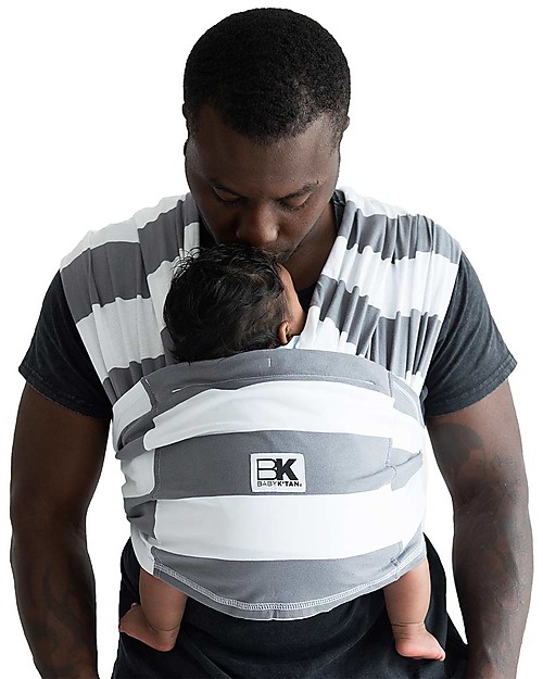 Baby K'tan Fascia Portabebè Ergonomica 5 in 1 Facilissima, Righe Grigio - 100% cotone - Si indossa come una t-shirt! Fasce Portabebé