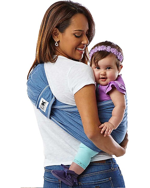 Baby K'tan Fascia Portabebè Ergonomica Facilissima 5 in 1, Denim - 100% Cotone - Si indossa come una t-shirt! Fasce Portabebé