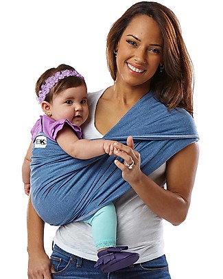Baby K'tan Fascia Portabebè Ergonomica Facilissima 5 in 1, Denim - 100% Cotone - Si indossa come una t-shirt! Fasce Portabebé_