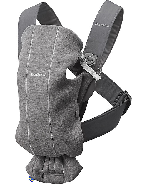 BabyBjörn Marsupio Mini 3D Jersey, Grigio Scuro - Estremamente morbido! Marsupi