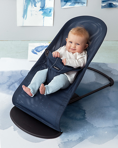 BabyBjörn Sdraietta Balance Soft con Tessile in Rete, Blu - Fino a 2 anni! Sdraiette_