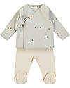 BabyClic Cardigan + Pantaloni con Piedini - Mini Animals - 100% Jersey di Cotone Bio Completi e Set