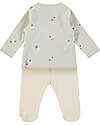 BabyClic Cardigan + Pantaloni con Piedini - Mini Animals - 100% Jersey di Cotone Bio Completi e Set