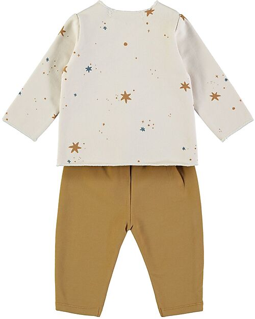 BabyClic Cardigan + Pantaloni con Piedini - Stelle - 100% Jersey di Cotone Bio Completi e Set
