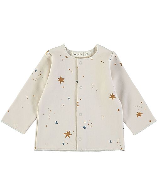 BabyClic Cardigan + Pantaloni con Piedini - Stelle - 100% Jersey di Cotone Bio Completi e Set