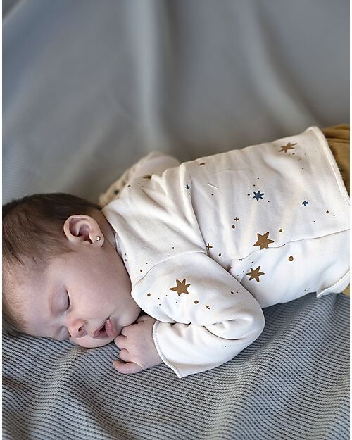 BabyClic Cardigan + Pantaloni con Piedini - Stelle - 100% Jersey di Cotone Bio Completi e Set