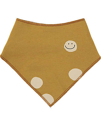 BabyClic Confezione da 2 Bavaglini Bandana - Happy - Curry - Spugna e Jersey di Cotone Bio Bavagli a Bandana