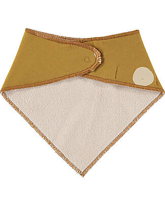 BabyClic Confezione da 2 Bavaglini Bandana - Happy - Curry - Spugna e Jersey di Cotone Bio Bavagli a Bandana