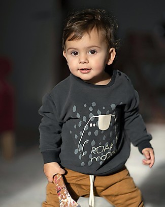 BabyClic Felpa con Bordi a Coste - Roar - Cotone Bio Elasticizzato Felpe