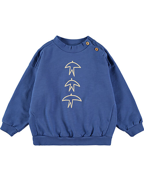 BabyClic Felpa Con Bottoni Sulle Spalle - Blu - 3 Birds Klein Felpe