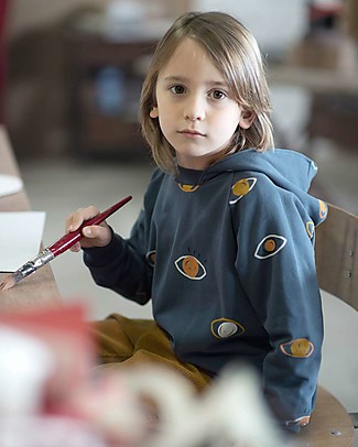 BabyClic Felpa con Cappuccio e Bordi a Coste - Infinite Ways - Cotone Bio Elasticizzato Felpe