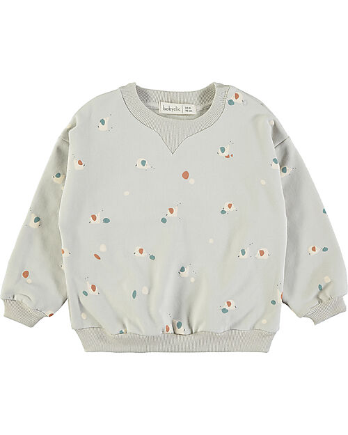 BabyClic Felpa Maniche Lunghe - Grigio Chiaro - Mini Animals Felpe