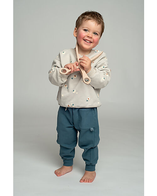 BabyClic Felpa Maniche Lunghe - Grigio Chiaro - Mini Animals Felpe