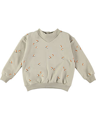 BabyClic Felpa Maniche Lunghe - Happy Penguins Panna - Cotone Biologico Felpe