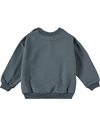 BabyClic Felpa Maniche Lunghe - Say Cheese - Storm Blue - Cotone Biologico Felpe