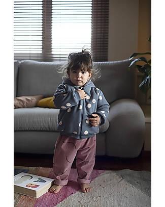 BabyClic Giacca con Cappuccio - Happy - Storm Blue - Jersey di Cotone Bio Giacche
