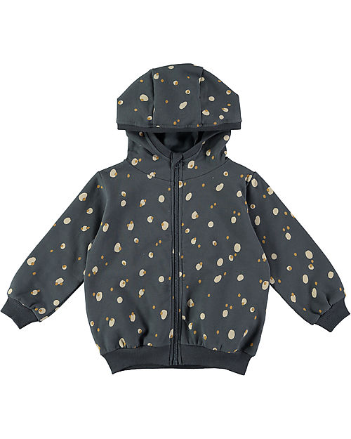 BabyClic Giacca con Cappuccio - Spots Blu Notte - Cotone Biologico Felpe