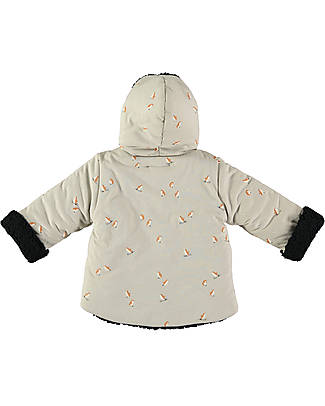 BabyClic Giacca Trapuntata con Cappuccio - Happy Penguins - Panna Piumini