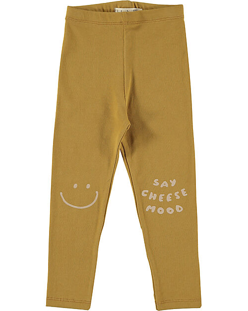 BabyClic Leggings - Say Cheese - Curry - con Vita Elasticizzata - Cotone Bio Leggings