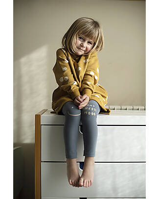 BabyClic Leggings - Say Cheese - Storm Blue - con Vita Elasticizzata - Cotone Bio Leggings