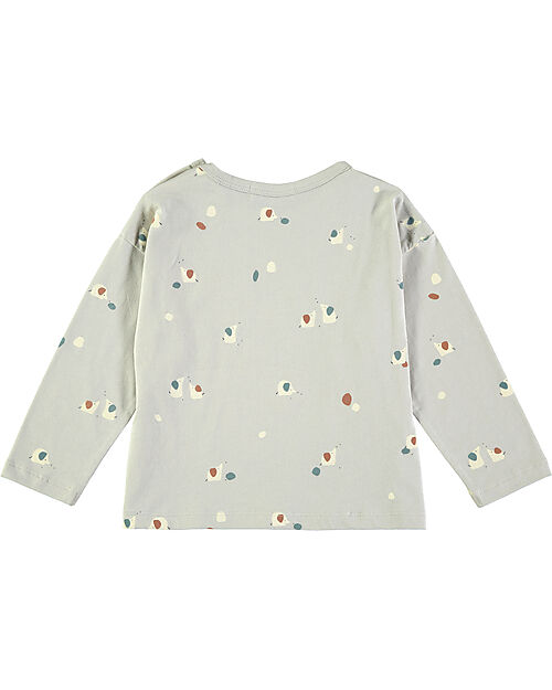 BabyClic Maglia Maniche Lunghe - Bianco - Mini Animals - Cotone Maglie Manica Lunga
