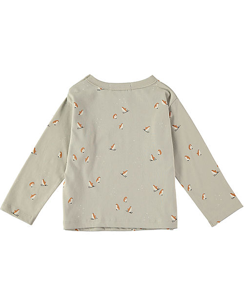 BabyClic Maglia Maniche Lunghe - Happy Penguins Panna - 100% Cotone Bio Maglie Manica Lunga