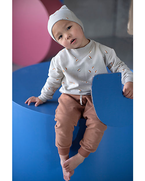 BabyClic Maglia Maniche Lunghe - Happy Penguins Panna - 100% Cotone Bio Maglie Manica Lunga