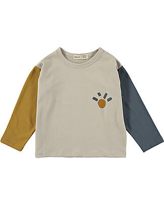 BabyClic Maglia Maniche Lunghe - Sole - Tricolore - 100% Jersey di Cotone Bio Maglie Manica Lunga