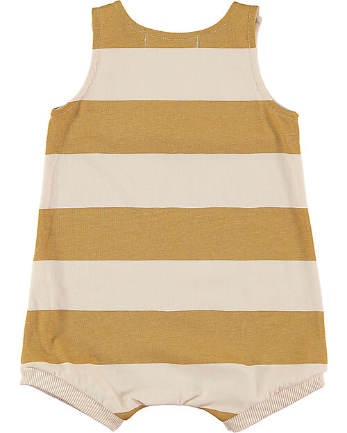 BabyClic Pagliaccetto Senza Maniche - Cotone Biologico - Righe Gialle Tutine Corte