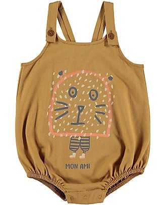 BabyClic Pagliaccetto Senza Maniche - Mon Ami - Curry - 100% Jersey di Cotone Biologico Fiammato Tutine Corte