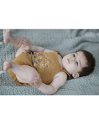 BabyClic Pagliaccetto Senza Maniche - Mon Ami - Curry - 100% Jersey di Cotone Biologico Fiammato Tutine Corte