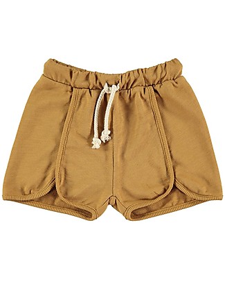 BabyClic Pantaloncini Corti - Marsiglia - Curry - 100% Cotone Biologico Fiammato Pantaloni Corti
