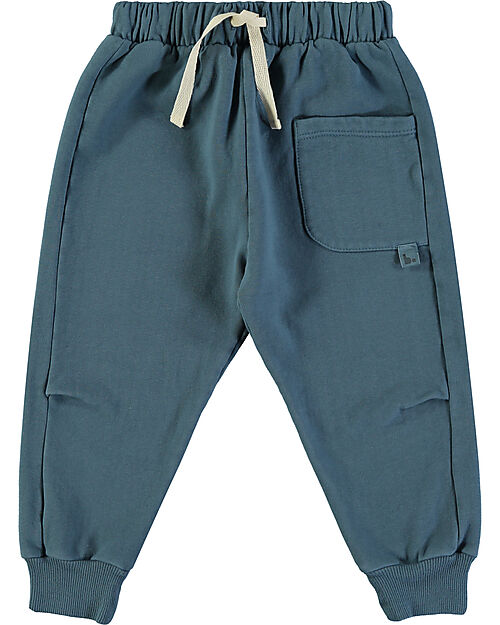 BabyClic Pantaloni Bruc con Coulisse in Vita - Blu - Cotone Pantaloni Lunghi