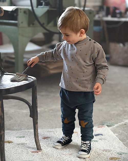 BabyClic Pantaloni con Bordi Elasticizzati - Blu - Cotone bio Pantaloni Lunghi