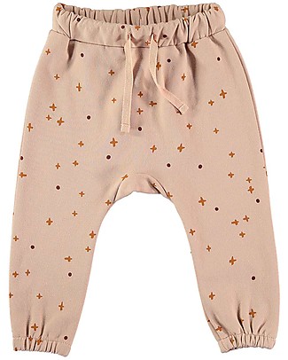 BabyClic Pantaloni con Bordi Elasticizzati e Coulisse - Nude - Cotone bio Pantaloni Lunghi