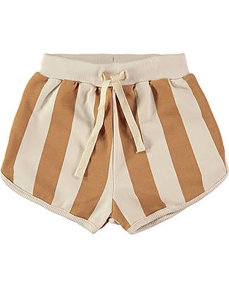 BabyClic Pantaloni Corti - Strisce - Clay - Cotone Biologico Pantaloni Corti