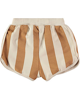 BabyClic Pantaloni Corti - Strisce - Clay - Cotone Biologico Pantaloni Corti