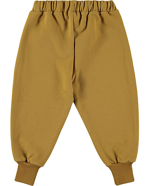 BabyClic Pantaloni da Tuta - con Coulisse - Say Cheese - Curry - Cotone Bio Pantaloni Lunghi