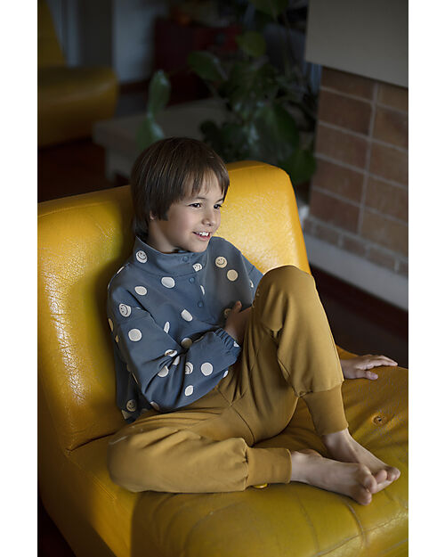 BabyClic Pantaloni da Tuta - con Coulisse - Say Cheese - Curry - Cotone Bio Pantaloni Lunghi